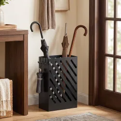 Paragüero de Acero Galvanizado Soporte de Paraguas Estrecho con Bandeja de Goteo Extraíble 4 Ganchos 28x14x41 cm... - Ogal.Es