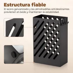 Paragüero de Acero Galvanizado Soporte de Paraguas Estrecho con Bandeja de Goteo Extraíble 4 Ganchos 28x14x41 cm... - Ogal.Es