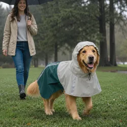 Impermeable para Perros con Capucha Chubasquero Agujero para Correa Tiras Reflectantes Perros Grandes 20-30 kg L... - Ogal.Es