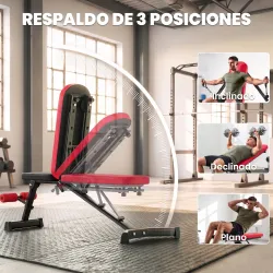 Banco de Pesas Plegable con Bandas de Resistencia Respaldo Ajustable Plano/Inclinación/Declive para Casa Gimnasi... - Ogal.Es
