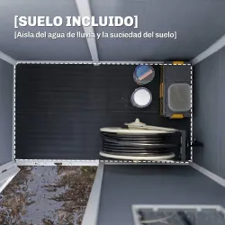 Caseta de Jardín Exterior 151x92x193 cm con Suelo Puerta Corredera y Techo Inclinado para Almacenar Herramientas... - Ogal.Es