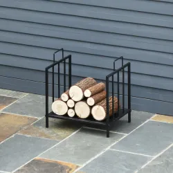 Estante de Leña para Chimenea con Asas Leñero Interior y Exterior Almacenaje para Madera Soporte para Leña Tradi... - Ogal.Es