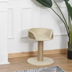 Árbol Rascador para Gatos Pequeño 49 cm Torre para Gatos con Poste de Yute Cama y Bola Colgante 40x40x49 cm Café - Ogal.Es
