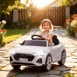 Coche Eléctrico para Niños Audi Q8 Etron Sportback 12V Mando a Distancia Arranque Lento Faros Bocina y Música Bl... - Ogal.Es