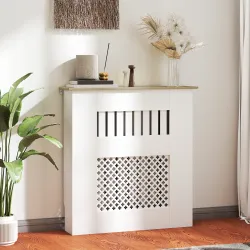 Cubre Radiadores 78x19x81 cm Cubierta para Radiador Diseño Moderno de Listones y Nido de Abeja Blanco - Ogal.Es
