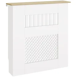 Cubre Radiadores 78x19x81 cm Cubierta para Radiador Diseño Moderno de Listones y Nido de Abeja Blanco - Ogal.Es