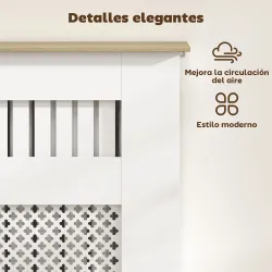 Cubre Radiadores 78x19x81 cm Cubierta para Radiador Diseño Moderno de Listones y Nido de Abeja Blanco - Ogal.Es