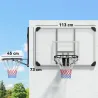 Canasta de Baloncesto de Pared Aro de Baloncesto con Red y Marco de Acero para Exterior 113x61x73 cm Blanco y Negro - Ogal.Es