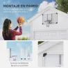 Canasta de Baloncesto de Pared Aro de Baloncesto con Red y Marco de Acero para Exterior 113x61x73 cm Blanco y Negro - Ogal.Es