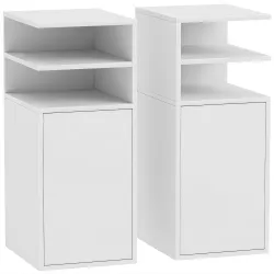 Juego de 2 Mesillas de Noche Dormitorio con Puerta Compartimentos Abiertos para Espacios Reducidos 25x30x60 cm B... - Ogal.Es