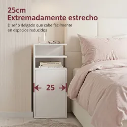 Juego de 2 Mesillas de Noche Dormitorio con Puerta Compartimentos Abiertos para Espacios Reducidos 25x30x60 cm B... - Ogal.Es