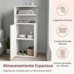Juego de 2 Mesillas de Noche Dormitorio con Puerta Compartimentos Abiertos para Espacios Reducidos 25x30x60 cm B... - Ogal.Es