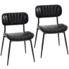 Set de 2 Sillas de Comedor Tapizadas de Piel Sintética con Respaldo Curvo Patas de Metal 49,5x49,5x80 cm Negro y... - Ogal.Es