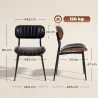 Set de 2 Sillas de Comedor Tapizadas de Piel Sintética con Respaldo Curvo Patas de Metal 49,5x49,5x80 cm Negro y... - Ogal.Es