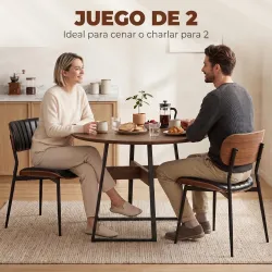 Set de 2 Sillas de Comedor Tapizadas de Piel Sintética con Respaldo Curvo Patas de Metal 49,5x49,5x80 cm Negro y... - Ogal.Es