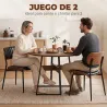 Set de 2 Sillas de Comedor Tapizadas de Piel Sintética con Respaldo Curvo Patas de Metal 49,5x49,5x80 cm Negro y... - Ogal.Es