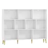 Librería de 3 Niveles con 10 Cubos Patas de Madera Maciza 140x24x107 cm Blanco - Ogal.Es