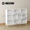 Librería de 3 Niveles con 10 Cubos Patas de Madera Maciza 140x24x107 cm Blanco - Ogal.Es