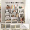 Librería de 3 Niveles con 10 Cubos Patas de Madera Maciza 140x24x107 cm Blanco - Ogal.Es
