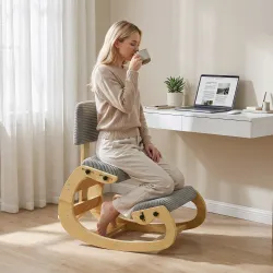 Silla de Rodillas Ergonómica con Respaldo Apoyo para Rodillas y Tapizado de Pana Gris - Ogal.Es