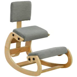 Silla de Rodillas Ergonómica con Respaldo Apoyo para Rodillas y Tapizado de Pana Gris - Ogal.Es