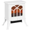 Chimenea Eléctrica de Pie 750/1500 W con 2 Niveles de Potencia Efecto Llama Área de Cobertura 15-20 m² Blanco - Ogal.Es