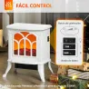 Chimenea Eléctrica de Pie 750/1500 W con 2 Niveles de Potencia Efecto Llama Área de Cobertura 15-20 m² Blanco - Ogal.Es