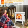 Chimenea Eléctrica de Pie 750/1500 W con 2 Niveles de Potencia Efecto Llama Área de Cobertura 15-20 m² Blanco - Ogal.Es