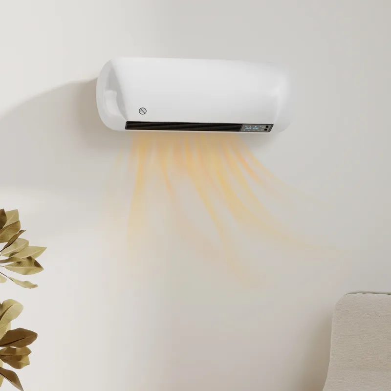 Calefactor Eléctrico de Pared 2000W con 3 Modos Pantalla LED Termostato Temporizador y Oscilación Blanco - Ogal.Es