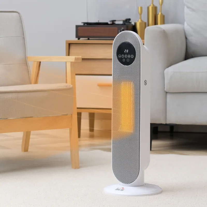 Calefactor Eléctrico Cerámico PTC 1300/2000W con Control Remoto 15–40 °C Oscilación de 45° Temporizador 12H Blanco - Ogal.Es