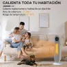 Calefactor Eléctrico Cerámico PTC 1300/2000W con Control Remoto 15–40 °C Oscilación de 45° Temporizador 12H Blanco - Ogal.Es