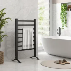 Toallero Eléctrico de Pared o Suelo con Función de Temporizador y 8 Barras 53x35x90 cm Negro - Ogal.Es