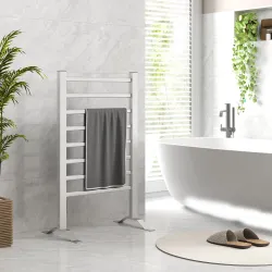 Toallero Eléctrico de Pared o Suelo con Función de Temporizador y 8 Barras 53x35x90 cm Plata - Ogal.Es