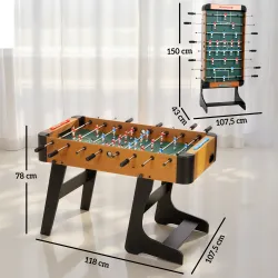 Futbolín plegable de madera, mesa de futbolín plegable sobre patas con 2 pelotas, 22 jugadores, 118 x 107,5 x 78... - Ogal.Es
