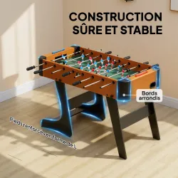 Futbolín plegable de madera, mesa de futbolín plegable sobre patas con 2 pelotas, 22 jugadores, 118 x 107,5 x 78... - Ogal.Es