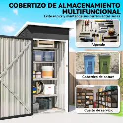 Caseta de Jardín Exterior Metálico 0,74 m² 107,5x91x185 cm con Techo Inclinado Puerta con Cerradura Ventilacione... - Ogal.Es
