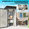 Caseta de Jardín Exterior Metálico 0,74 m² 107,5x91x185 cm con Techo Inclinado Puerta con Cerradura Ventilacione... - Ogal.Es