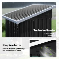 Caseta de Jardín Exterior Metálico 0,74 m² 107,5x91x185 cm con Techo Inclinado Puerta con Cerradura Ventilacione... - Ogal.Es
