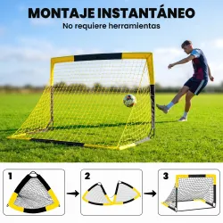 Portería de Fútbol Pop-Up Plegable Red Portátil con Bolsa de Transporte 4 Piquetas en U y Varillas de Fibra de V... - Ogal.Es