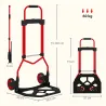 Carretilla Plegable con Mango Telescópico Ajustable Carga 60 kg Carretilla de Mano con Ruedas para Garaje Oficin... - Ogal.Es