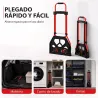 Carretilla Plegable con Mango Telescópico Ajustable Carga 60 kg Carretilla de Mano con Ruedas para Garaje Oficin... - Ogal.Es