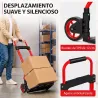Carretilla Plegable con Mango Telescópico Ajustable Carga 60 kg Carretilla de Mano con Ruedas para Garaje Oficin... - Ogal.Es