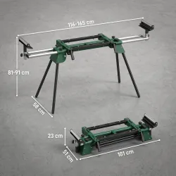 Soporte de Sierra Ingletadora Plegable Universal con 2 Rodillos de Apoyo Altura y Ancho Ajustable Carga 200 kg V... - Ogal.Es