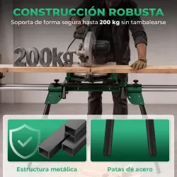 Soporte de Sierra Ingletadora Plegable Universal con 2 Rodillos de Apoyo Altura y Ancho Ajustable Carga 200 kg V... - Ogal.Es