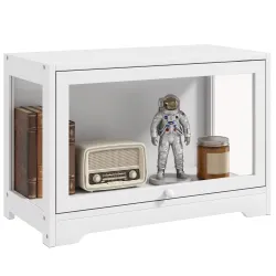 Vitrina Expositora para Colecciones con Puerta Abatible de Acrílico para Figuras de Decoración 59x30x40 cm Blanco - Ogal.Es