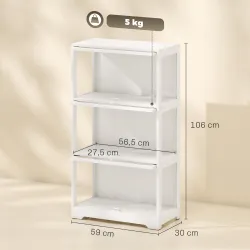 Vitrina Expositora para Colecciones de 3 Niveles con Puertas Abatibles de Acrílico para Figuras 59x30x106 cm Blanco - Ogal.Es