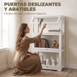 Vitrina Expositora para Colecciones de 3 Niveles con Puertas Abatibles de Acrílico para Figuras 59x30x106 cm Blanco - Ogal.Es