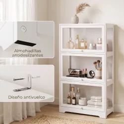 Vitrina Expositora para Colecciones de 3 Niveles con Puertas Abatibles de Acrílico para Figuras 59x30x106 cm Blanco - Ogal.Es