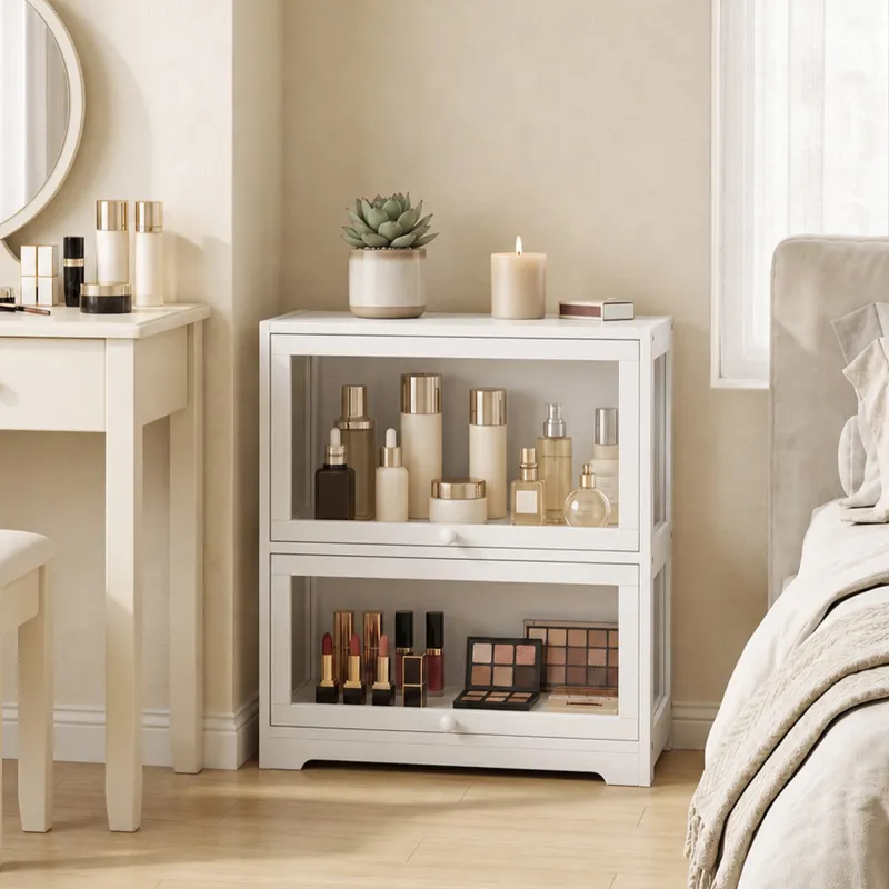 Vitrina Expositora para Colecciones de 2 Niveles con Puertas Abatibles de Acrílico para Figuras 59,5x30x73 cm Bl... - Ogal.Es