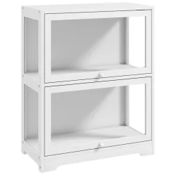 Vitrina Expositora para Colecciones de 2 Niveles con Puertas Abatibles de Acrílico para Figuras 59,5x30x73 cm Bl... - Ogal.Es